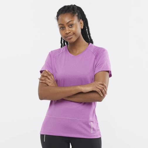 Camiseta Salomon Cross Run Corta Sleeve Mujer Lavanda | MX IAQX480